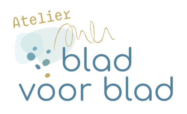 logo van boekbindatelier blad voor blad voor het maken van herinneringsboeken